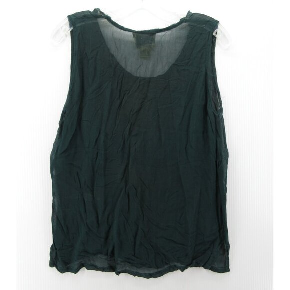 April Cornell Top Large Tank Blouse Pullover Sheer Cottage Embroider - Picture 5 of 8